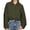 Army Green, variant on Balloon Sleeve Cropped Bomber Jacket for Women, Turn-Down Collar Zip Up, Double-Layer 4-Way Stretch Polyester Outerwear, 1 Piece, S-L