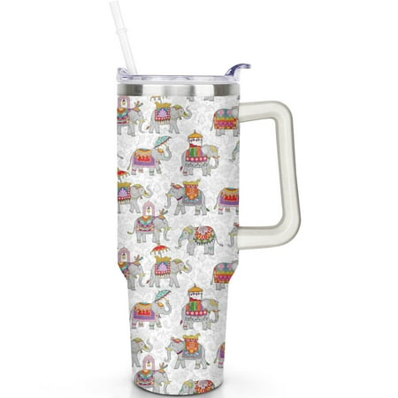 

40oz Elephant Cup with Flip Lid and Handle – Double Wall Vacuum Insulated Stainless Steel Travel Mug Leak Proof and Durable
