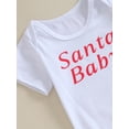 thumbnail image 5 of Wassery Infant Boys Christmas Outfits Clothes 3M 6M 12M 18M Baby Boys Short Sleeve Letter Print Romper Cartoon Suspender Shorts Sets 2PCS Holiday-themed Clothing for Newborn Girl, 5 of 7
