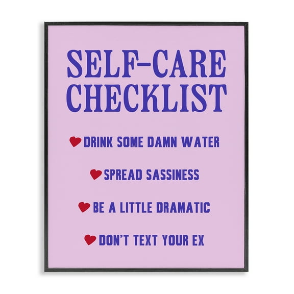 Stupell Industries Sassy Self Care Checklist Text & Numbers Painting Black Framed Art Print Wall Art, 11 x 14