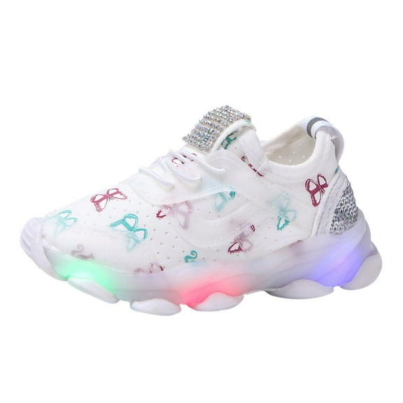 PINQI Kids Light Up Shoes Boys Girls LED Shoes Cute Fashion Flashing Breathable Athletic Running First Walking Shoes