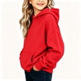 thumbnail image 5 of YHAJDS Girls Drawstring Hoodie Winter Long Sleeve Solid Color Casual Sweathirt Top, 5 of 7