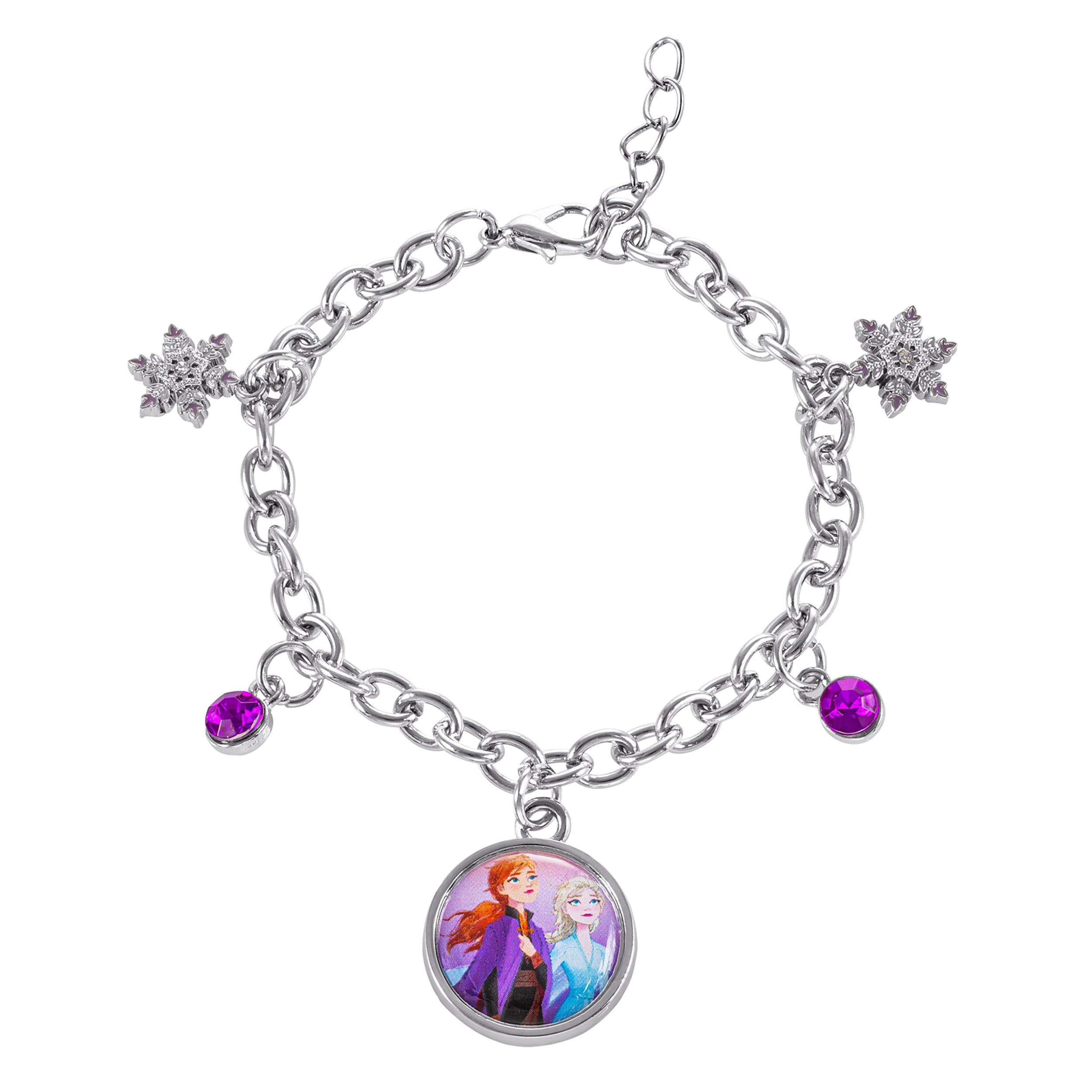 Disney Girls Frozen Elsa and Anna Multi-Color Charm Bracelet, 7.5'