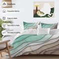 thumbnail image 3 of 3 Piece Green Brown Ombre Duvet Cover Set Queen Size,Microfiber Comforter/Quilt Cover with Corner Ties and 2 Pillowcases,Modern Geometric Abstract Aesthetic Cream Soft Bedding with Zipper Closure, 3 of 8