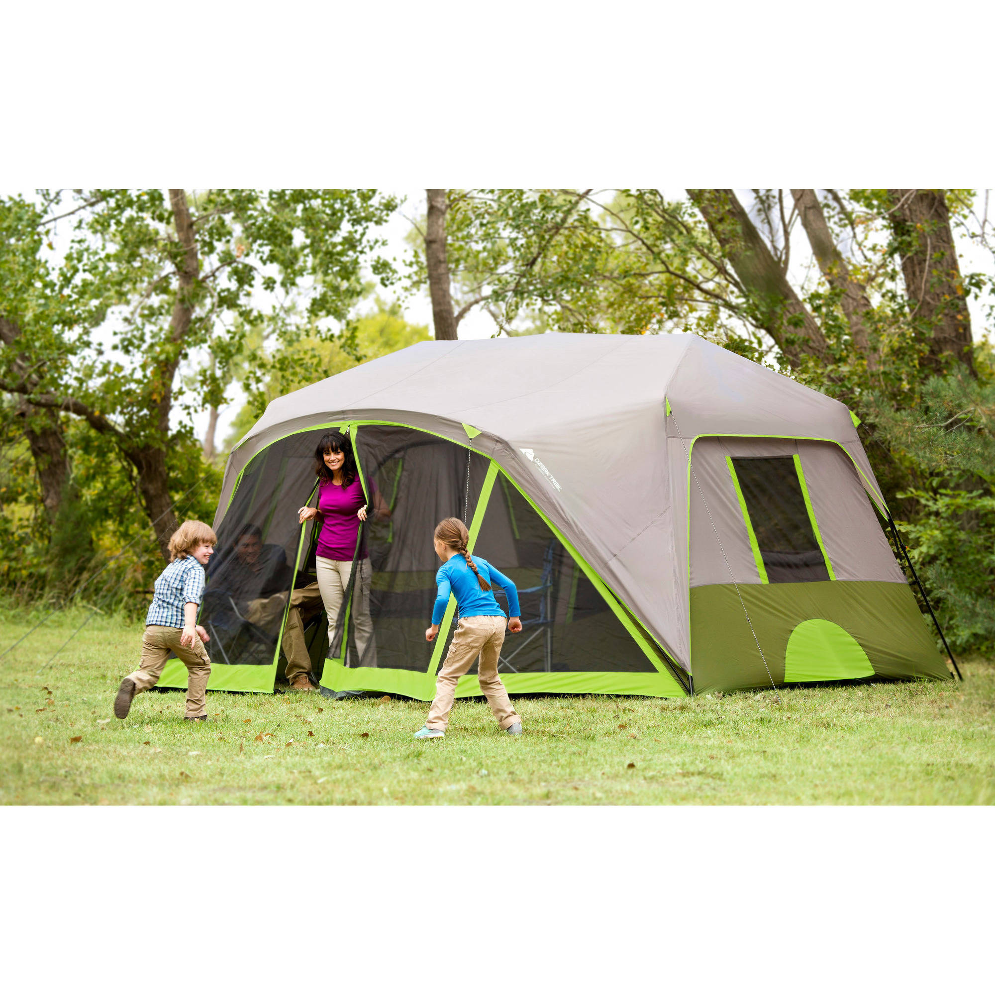Carpa tipo cabaña instantánea Ozark Trail para 9 personas con habitación con mosquitero, 2 habitaciones, 14 pies x 13.5 pies, 40.8 lb 8