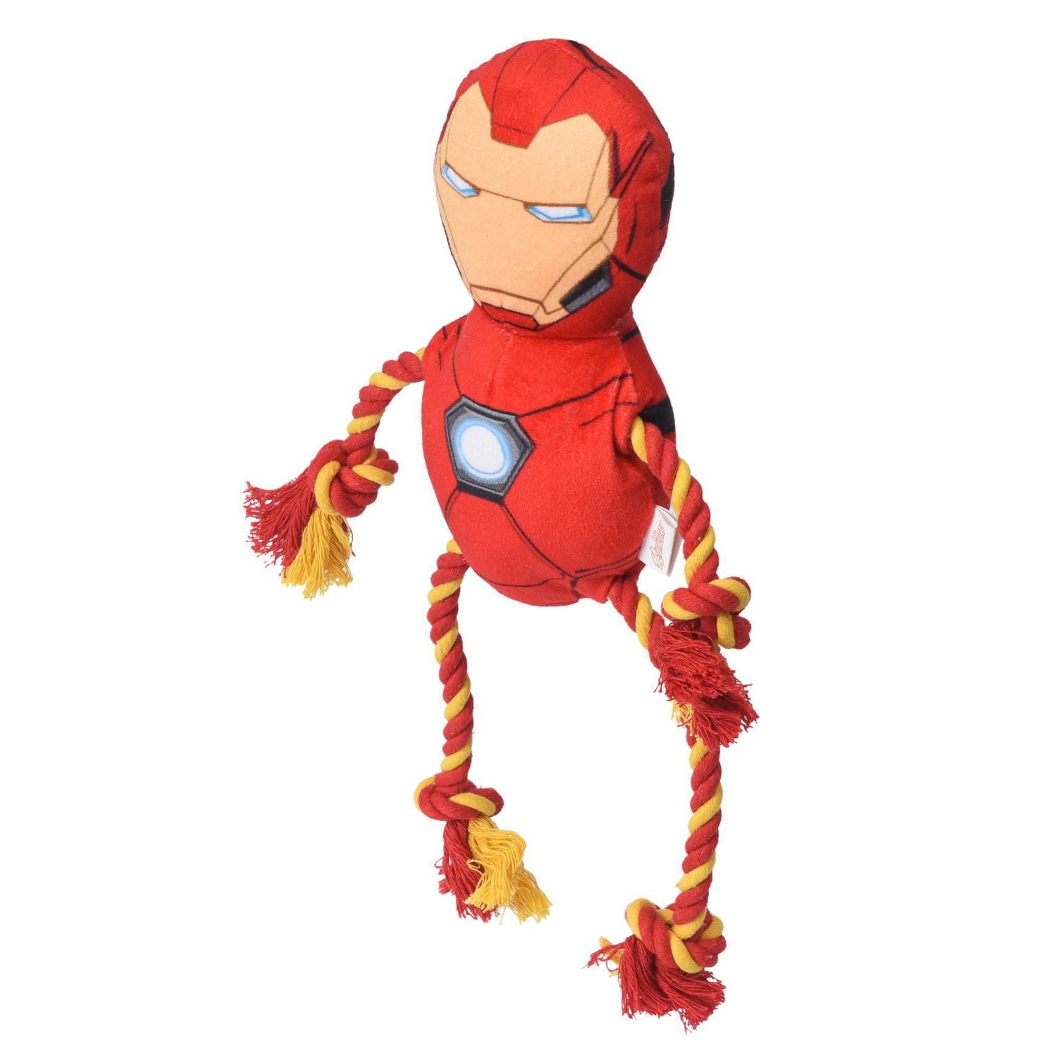 Iron Man Plush Dog toy with Rope and Squeaker