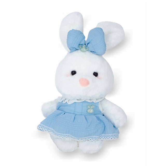 Peluche De Conejito Blanco Con Vestido Y Moño