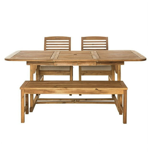 Ensemble de Table à Manger de Patio 4 Pcs avec Extension Papillon en Brun