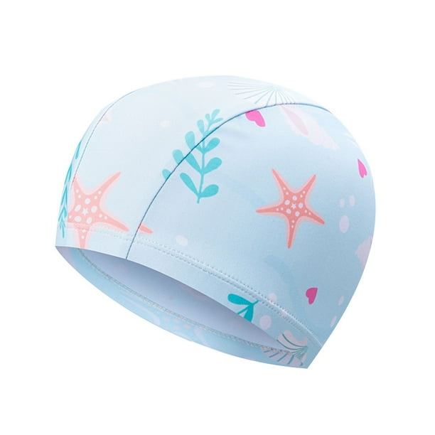 Odeerbi 3-10 Años Gorro de Baño Hawaiano Floral Para Niñas Gorro de Baño Hawaiano de Secado Rápido Para Niños Gorro de Natación Cómodo Gorro de Tela Gorro Elástico de Natación de Verano