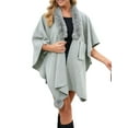 thumbnail image 3 of Women'S Open/ Front Cardigan Solid Color Poncho Cape Plus Size Knit Wraps for Fall Winter Light Gray One size, 3 of 9