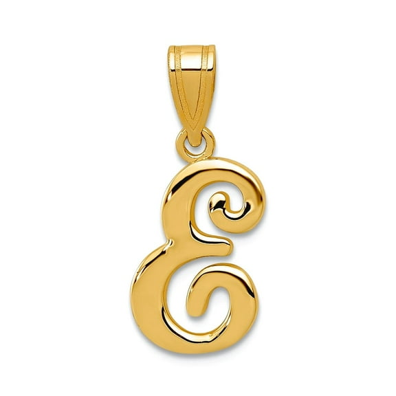14k Yellow Gold Solid Polished back E Script Letter Name Personalized Monogram Initial Pendant Necklace Pendant for Wome