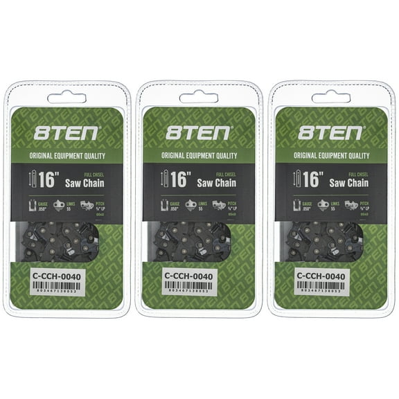 Full Chisel Chainsaw Chain 16 inch .050 3/8 LP 55DL for Stihl Poulan 3 Pack 810-CCC2262H