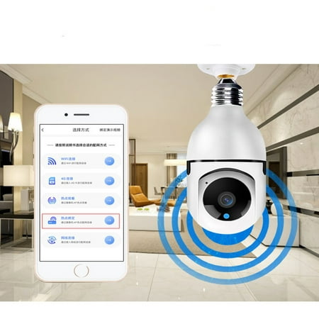 

1080P 360�Rotate Auto Tracking Panoramic Camera Light Bulb Night VisionWireless for WiFi PTZ IP Cam Remote Viewing Security E27 Interface Home Security Webcam Two Way Voice