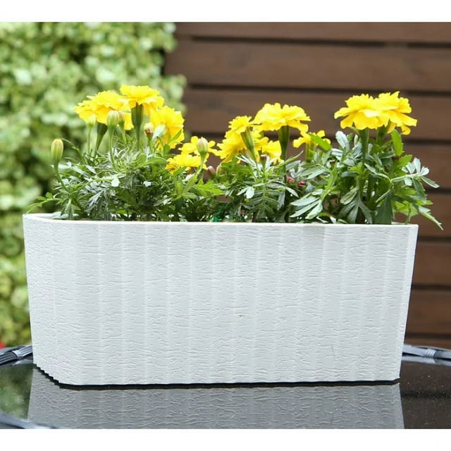 Juego de 2, macetas con orificios de drenaje de malla múltiple blancas, macetas grandes para plantas y flores de jardín interior y exterior
