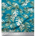 thumbnail image 1 of Soimoi Blue Rayon Fabric Monstera Leaves Printed Fabric 1 Yard 56 Inch Wide, 1 of 1