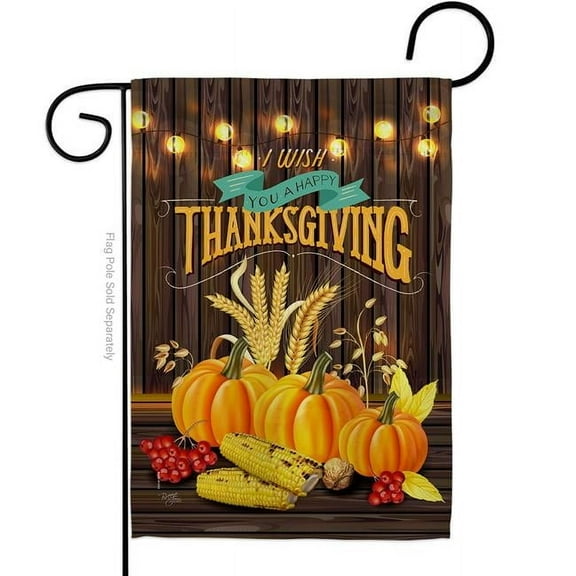 Breeze Decor G163084-BO Thanksgiving Wish Garden Flag Fall 13 x 18.5 in. Double-Sided Decorative Vertical Flags for House Decoration Banner Yard Gift