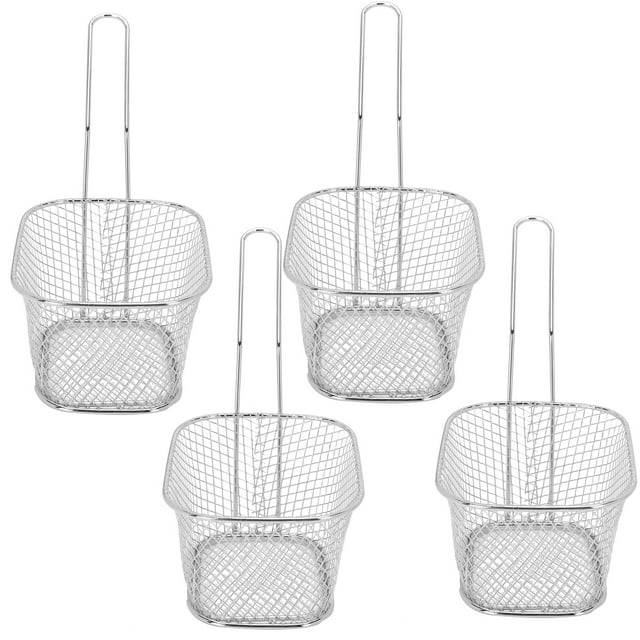 Frying Basket, 4Pcs Stainless Steel Frying Net Basket Cooking Strainer for French Fries Food Kitchen Tool