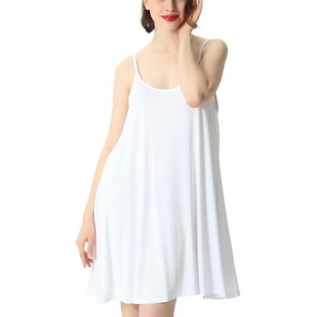 

Rejlun Women Sleep Dress Scoop Neck Nightgowns Straps Night Gowns Soft Sleepwear Comfy Nightshirt Pajama 1905 White 8XL