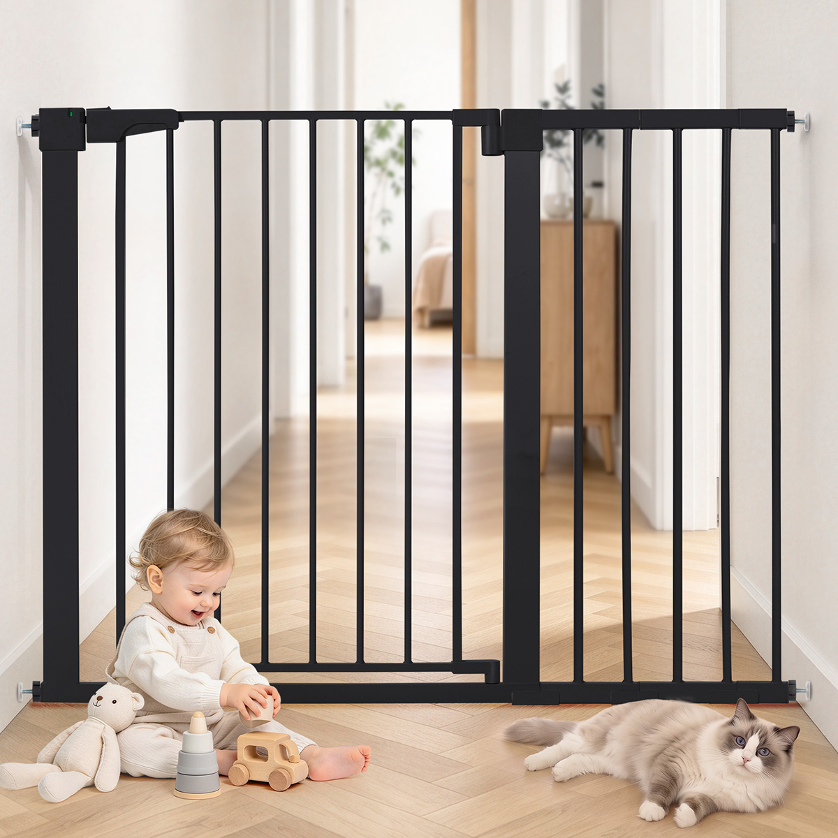 Caveen Extra Tall Baby Safety Gate, 29.5-46 in, Black