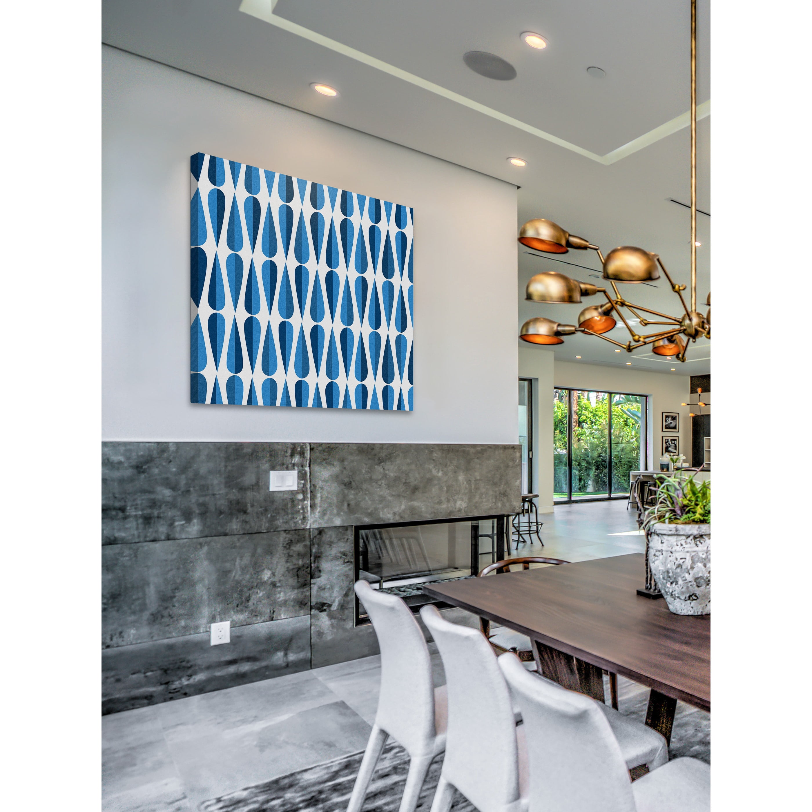 "Blue Droplets" Painting Print on Wrapped Canvas