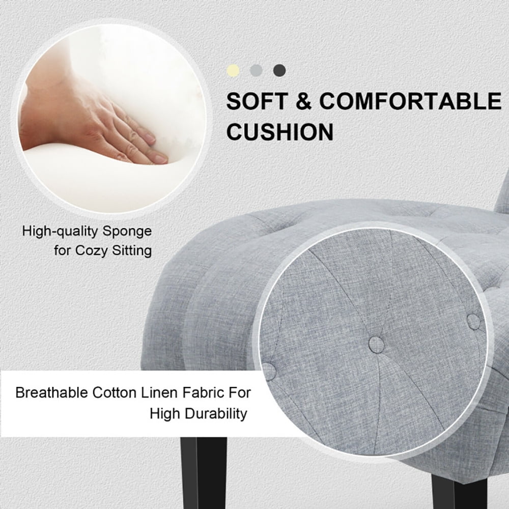 Finihen Armless Accent Chair, Cotton Linen Fabric Armless Accent Chair with Adjustable Foot Pads, for Living Room, Bedroom, Light Gray Finihen Armless Accent Chair, Cotton Linen Fabric Armless Accent Chair with Adjustable Foot Pads, for Living Room, Bedroom, Light Gray