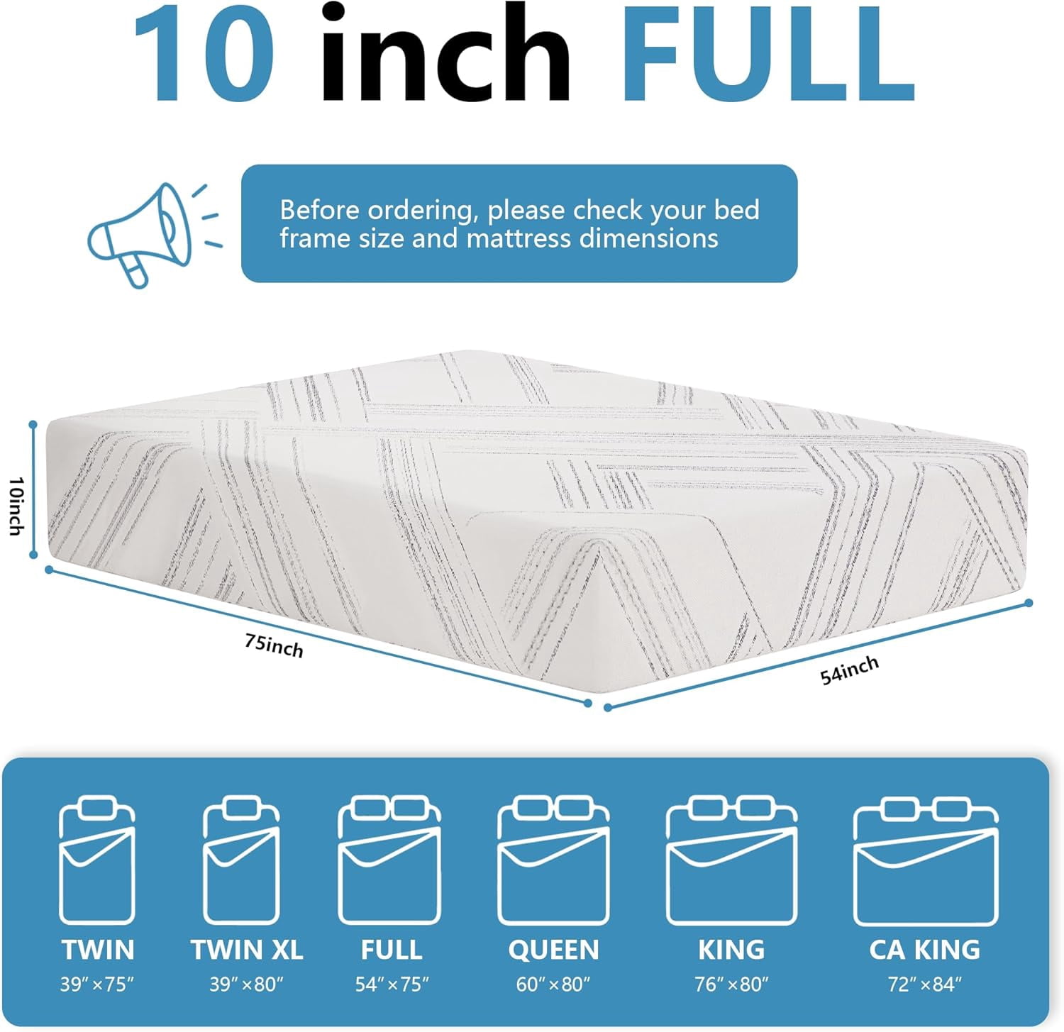 Full Size Mattress 10 inch, Medium Firm Mattresses with Cooling Gel Memory Foam, Removable Washable Cover, Full Mattress in a Box, Pressure Relief & Upgraded Support, Motion Isolation, CertiPUR-US