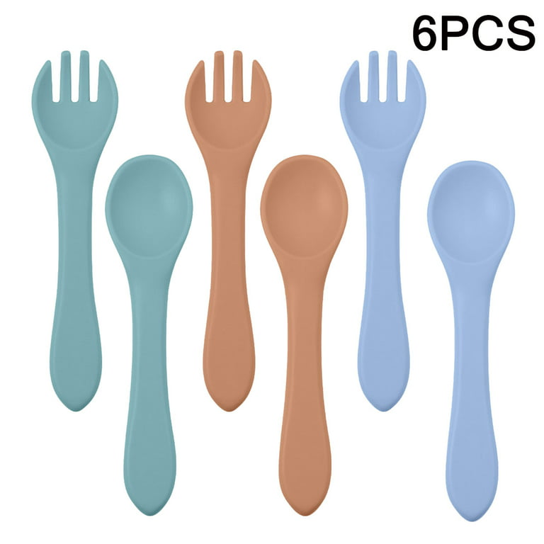 6pcs Silicone Baby Spoon Set, Baby First Stage Feeding Spoon, Easy
