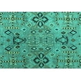 thumbnail image 1 of Ahgly Company Machine Washable Indoor Rectangle Abstract Turquoise Blue Modern Area Rugs, 2' x 4', 1 of 4