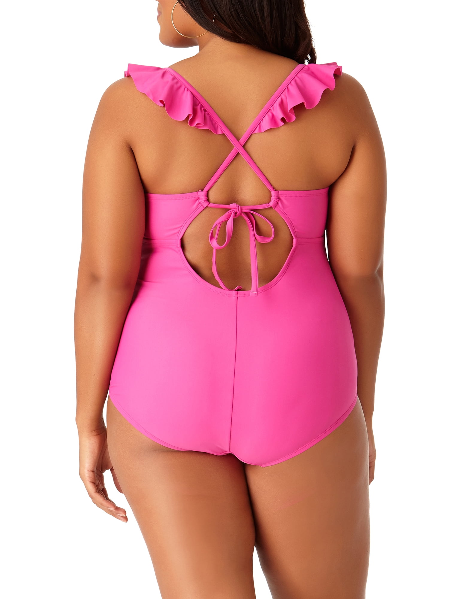 Women's Plus-Size Solid Ruffle One-Piece Swimsuit