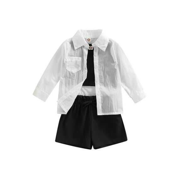 Bagilaanoe 3pcs Kids Girls Shorts Set Sleeveless Neck Tank Tops Shorts Sun-proof Shirts Jacket Summer 1T 2T 3T 4T 5T Little Girl Summer Outfit