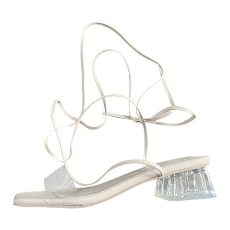 

PEASKJP Woman Sandals Women s Elastic Flat Sandals Casual Summer (White 7)