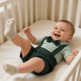 thumbnail image 2 of Younger Tree Toddler Boy Formal Outfit Summer Short Sleeve Button T-Shirts Bowtie Suspender Shorts Suits Clothes Set for 18-24 Months, 2 of 8