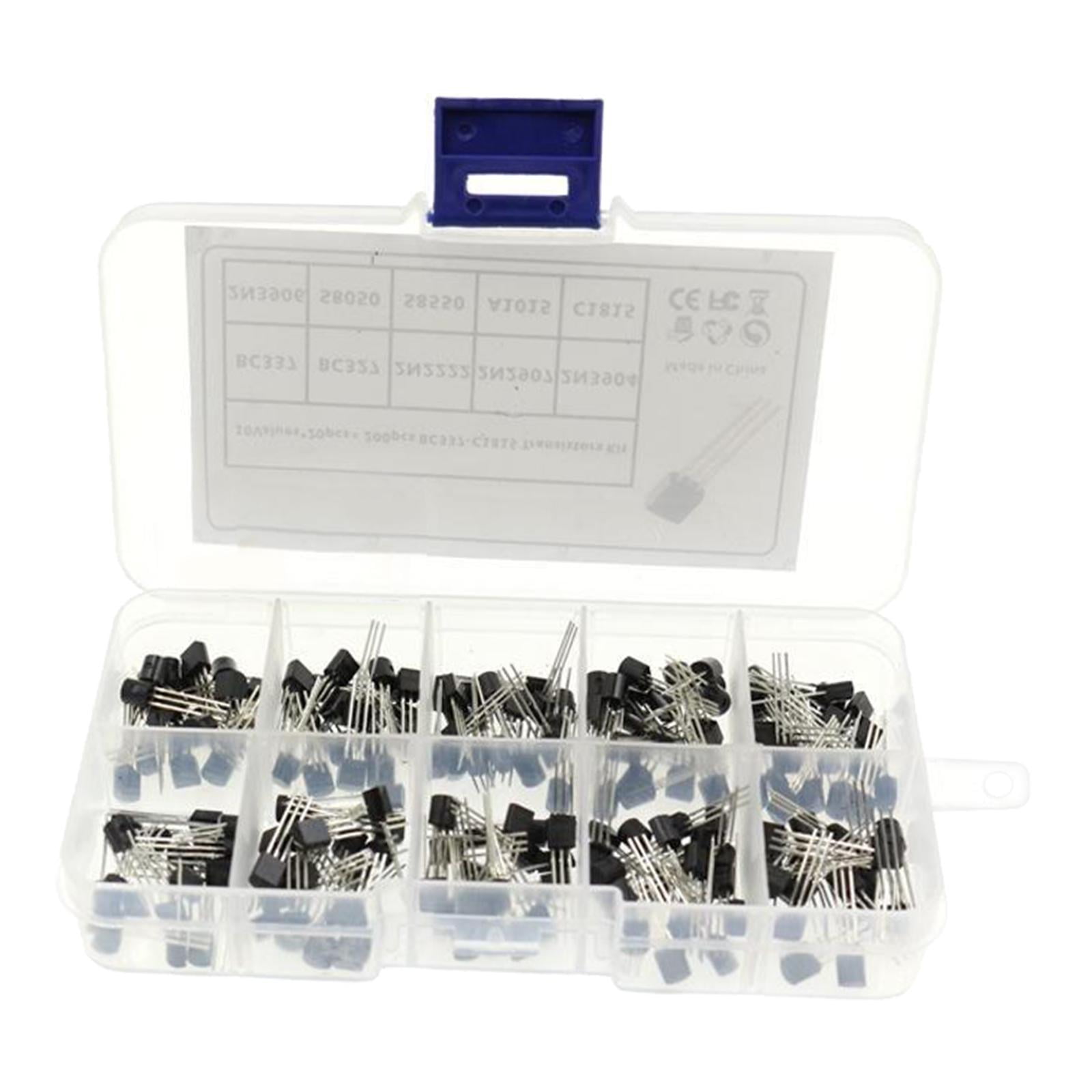 0pcs Npn Pnp Power General Purpose Transistors Assortment Set With Plastic Box 327 2n2222 2n2907 2n3904 2n3906 S8050 S8550 A1015 C1815 Walmart Com