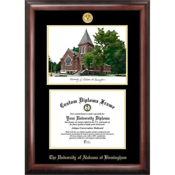 Campus Images AL995LGED-1185 8.5 x 11 in. University of Alabama, Birmingham Gold Embossed Diploma Satin Mahogany Frame with Lithograph