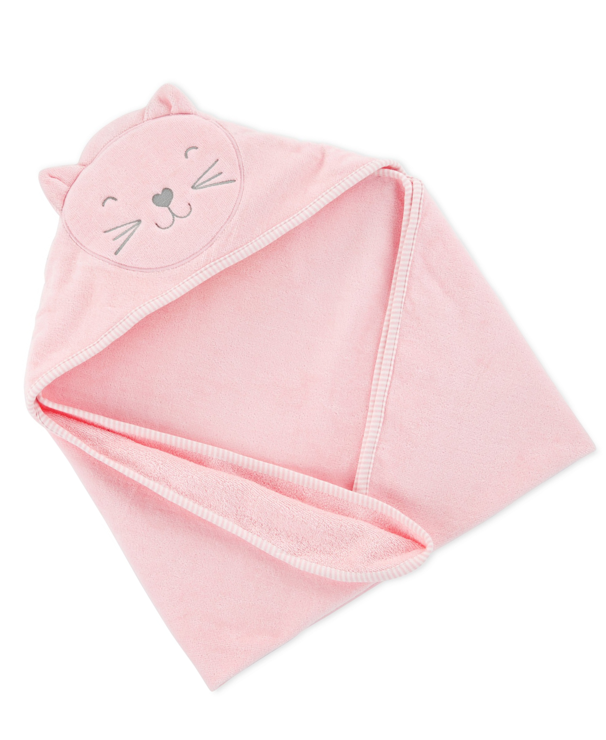 Carter's Baby Girls Hooded Bath Towel, Pink Cat