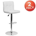 thumbnail image 4 of Flash Furniture 2 Pack Contemporary White Quilted Vinyl Adjustable Height Barstool with Chrome Base, 4 of 9