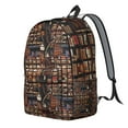 thumbnail image 2 of Bookshelf Print Backpack for Book Lovers, Reading Bookmark Bookcase Wall School Bag, Born to Read Aesthetic Daypack, 2 of 5