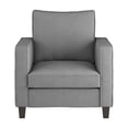 thumbnail image 3 of Fauteuil d'appoint d'intérieur CorLiving Georgia, revêtement aspect lin, pieds en bois, gris clair, 3 of 9
