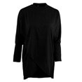 thumbnail image 4 of Blusa larga de mujer Fibra de poliéster Cuello redondo Irregular Color puro Mujeres Túnica de manga larga Tops para el trabajo diario Negro S, 4 of 6