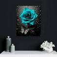 thumbnail image 4 of Creowell Teal Rose Turquoise Blue Flower Contemporary Black and White Pictures for Butterfly Poster Painting Canvas Wall Art Living Room Bedroom Decor Modern Oil Painting (16x20 in/12x16 in), 4 of 4