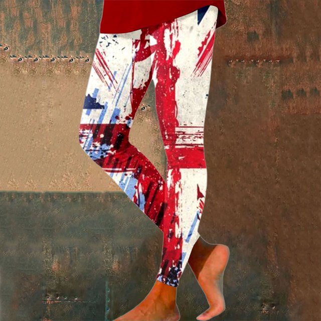 WILLBEST Pantalones de Yoga con Estampado Tie-Dye Del Día de La Independencia para Mujer, Leggings Deportivos de Cintura Alta para Entrenamiento. Chica