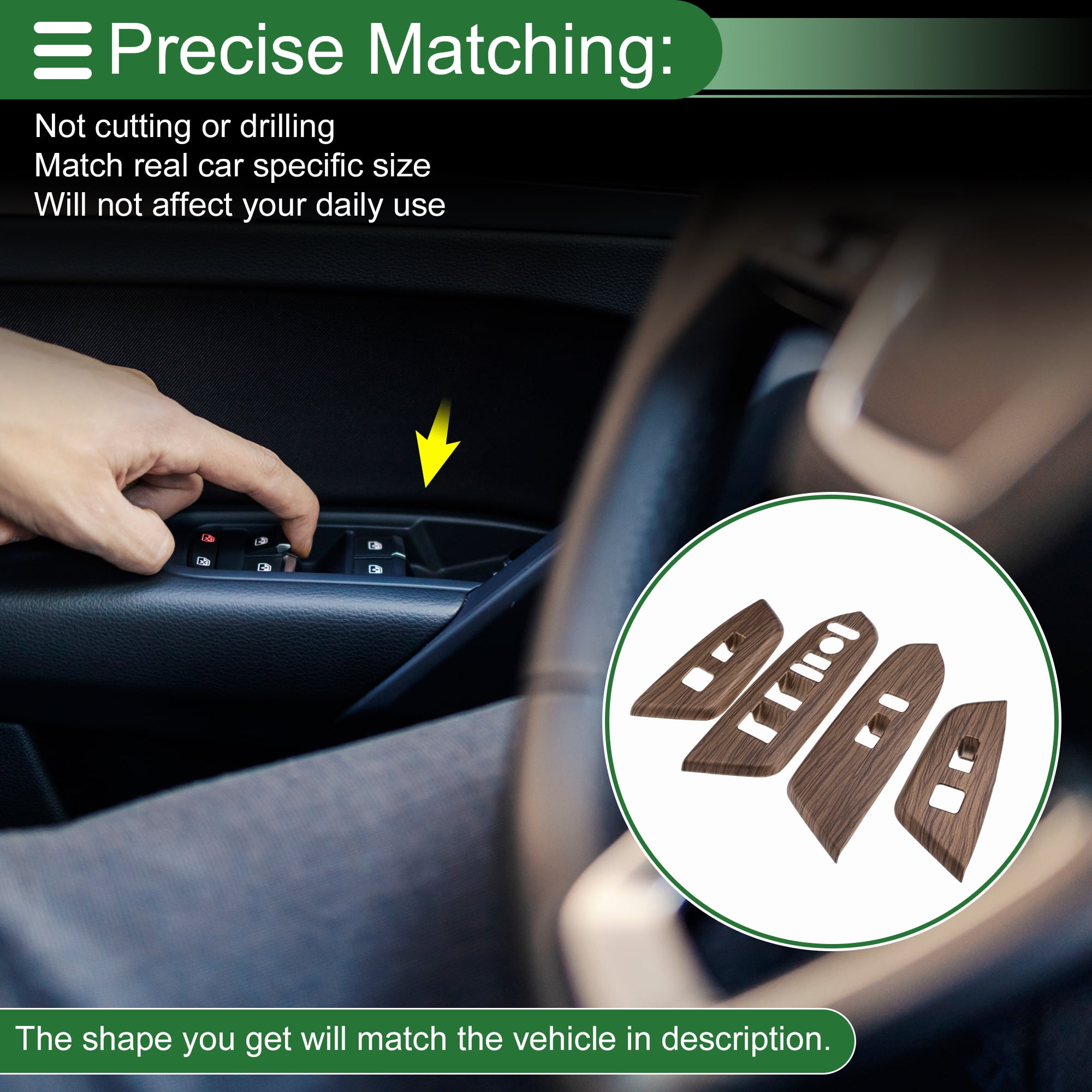 Unique Bargains Window Lift Switch Panel Trim Cover for Honda CRV 2017-2021 Front Rear Car Door Window Control Button Interior Accessories Wood Grain