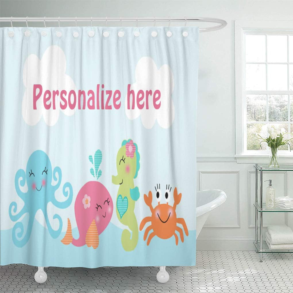 Cynlon Octopus Under The Sea Pink Whale Kid Seahorse Crab Bathroom Decor Bath Shower Curtain 60x72 Inch Walmart Com Walmart Com