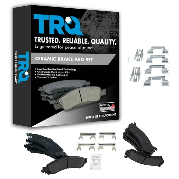 TRQ Front & Rear Premium Posi Ceramic Brake Pad Kit w/Chemicals for GM Truck SUV BFA15258 Fits select: 2002-2007 CHEVROLET SILVERADO, 2000-2006 CHEVROLET TAHOE