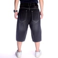 thumbnail image 6 of QHFBli Mens Baggy Jeans Men's Hop Large Loose Solid Color Bag Sports and Leisure Trendy Jeans Quarter Pants, 6 of 9