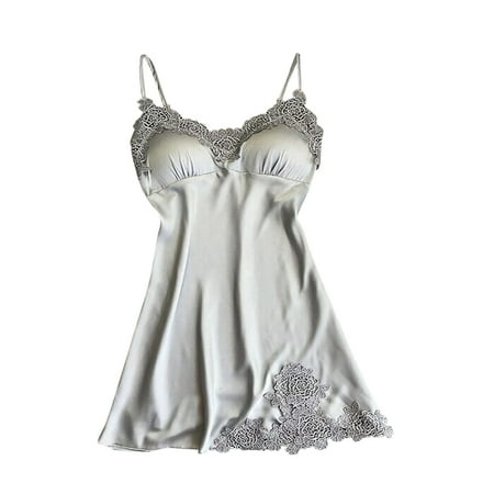 DISKEBUISS Women Lace Lingerie Spaghetti Strap Sexy Solid Color Nightwear Size S-XXL
