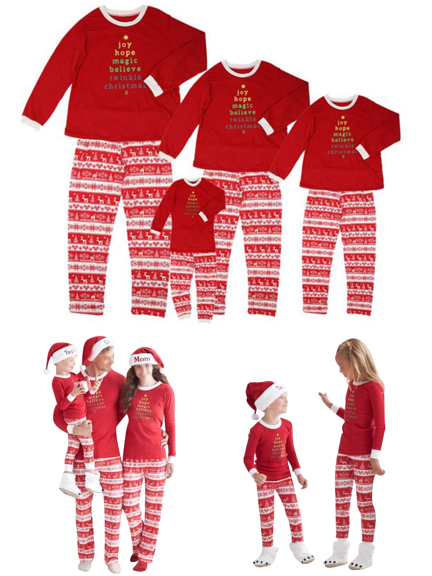 Family Christmas Pajamas Matching Sets Long Sleeve Sleepwear Nightwear PJs Suitable for Men Women Kids Toddler
