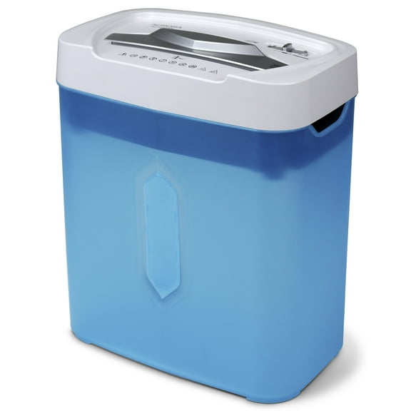 Aurora GB Anti-Jam 12-Sheet Crosscut Paper and Credit Card Paper Shredder 5.2-gallon Translucent Wastebasket , White/Blue