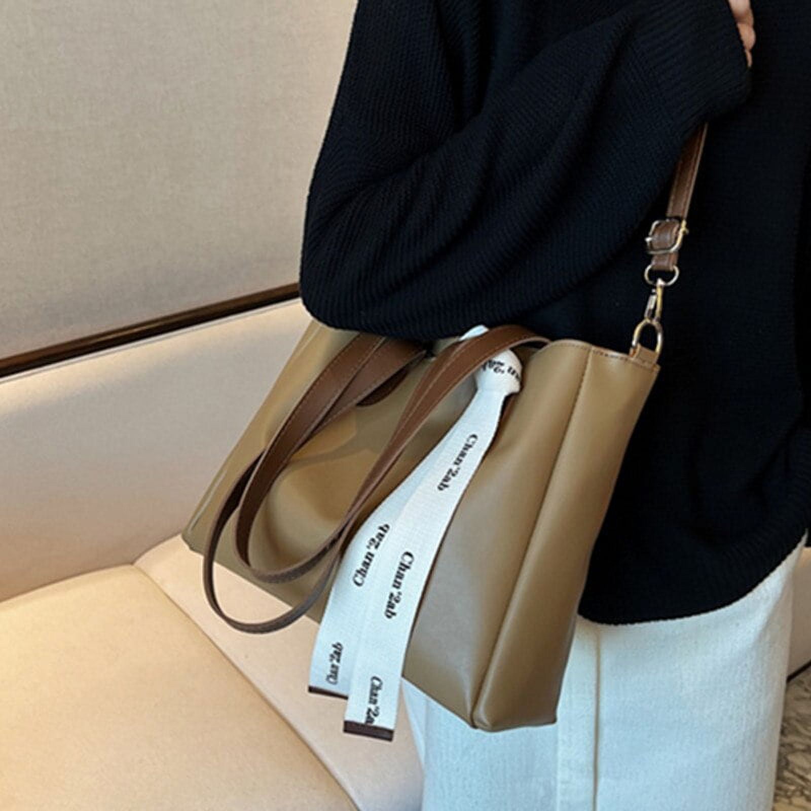 CoCopeaunt Solid Color Tote Bags for Women New Soft Leather Shoulder Bag  Ribbon Decoration Luxury Handbag Lady Casual Hot Sale Shopping Bag