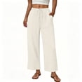 thumbnail image 5 of Hurxie Women's Pants Summer Palazzo Flowy Wide Leg Beach Trousers with Pockets Beige,XL, 5 of 6